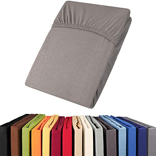 aqua-textil Viana Spannbettlaken 140x200-160x200 cm dunkel grau Baumwolle Spannbetttuch Jersey Laken