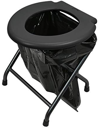 24ocean Mobile Klapptoilette Set Schwarz WC Klo Camping, Gestell Schwarz, 6 Einweg Beutel