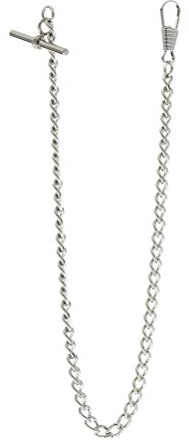 iplusmile Silver Pocket Watch Chain 65cm – T-Bar Waistcoat Chain for Formal Wear & Belt Clip for Casual Use – for Men, Women, DIY Enthusiasts