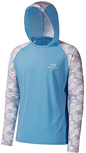 Bassdash Camiseta de Pesca de Rendimiento UPF 50 para Hombre con Capucha de refrigeración de Camuflaje de Manga Larga