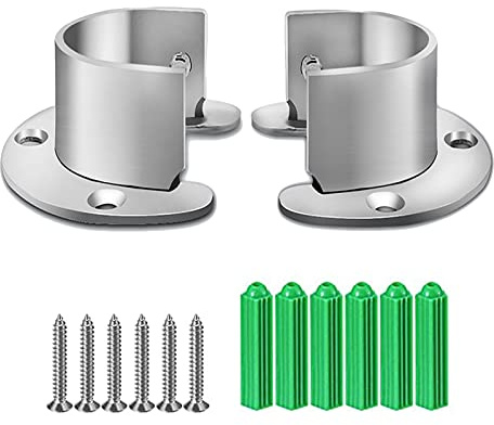 SHULLIN 1 par 32 mm rostfritt stål runda rör hållare garderob klädstång spårstång garderobshållare U-form stänger fläns set rörhållare U-formad flänshållare med skruvar