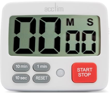 Acctim Easy Timer White Digital Countdown Timer Built in Stand Magnet and Hook