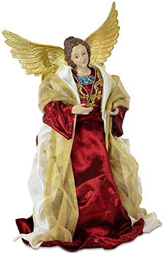 Riffelmacher & Weinberger Christbaumspitze Weihnachtsengel 24 cm Gold Rot | 27611 - Christkind Baumschmuck