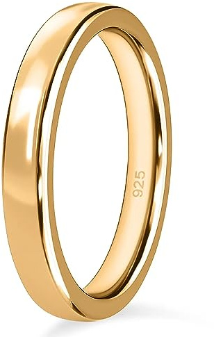 TJC Silver Rings for Women – 925 Sterling Silver Wedding Band Ring, 4mm Width, Yellow Gold Plated Ladies Ring, Promise Rings, Trending Fashion Jewelry Sizes p