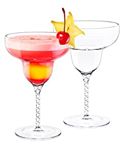 Wilmax - Verres à margarita faits main - Lot de 2-250 ml - Verres à cocktail, à boire, à champagne, à long drink - Accessoires à cocktail