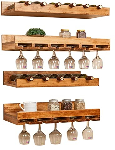 MAZAGE Weinregal, Theke, Wandmontage, Glasregal, Wandbehang, Weingut, Weinpräsentationsregal, Massivholz, Dekoration, kreativ Needed
