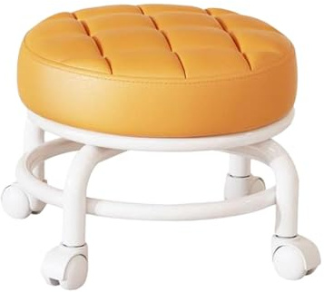 MagiDeal Tabouret de siège à roulettes bas rotatif à 360 ° tabouret de ménage paresseux rond enfants robuste léger tabouret bas à poulie robuste pour salons, Orange