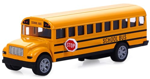 NyaSaa Pull Back School Bus,Mini Yellow School Bus Toy, Die Cast Vehicles Alloy Pull Back Play Bus Alloy Metal Vehicles Toy with Bright Yellow and Openable Doors for Kids Boys Girls