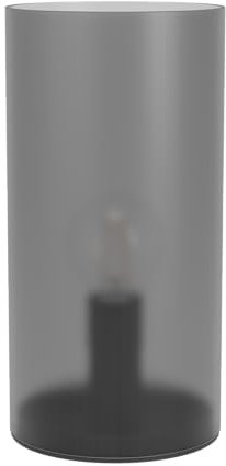 Eglo Geo Lampada da comodino, elegante lampada da tavolo, decorazione per camera da letto, a forma di cilindro, in metallo, vetro e plastica di colore grigio, attacco E14, diametro 10 cm