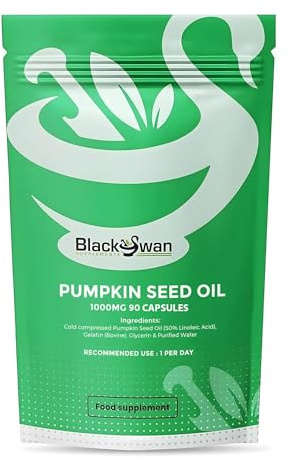 Black Swan Pumpkin Seed Oil Capsules – 1000 mg Immune System Anti-Inflammatory Skin Health – Heart Wellness Natural Supplement - 3 Month Supply 90 Capsule