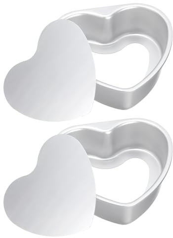 sourcing map 2Pcs Heart Shaped Cake Pan with Removable Loose Bottom 6 Cheesecake Aluminum Nonstick Layers Baking Pan for Wedding Birthdays Party Event