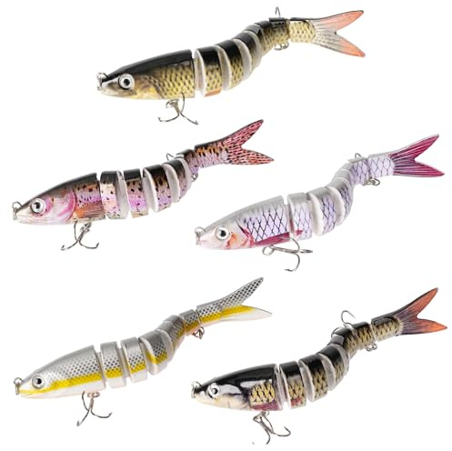 LURICO Angelzubehör - 5 Stück Hecht Köder Wobbler mit Drillingshaken, Kunstköder für Forellen, Zander & Barsch | Swimbait für Süßwasser & Salzwasser | Angelgeschenk für Angler