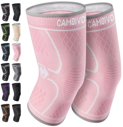 CAMBIVO 2Pcs Rodilleras Gym de Compresion, Rodilleras Menisco y Ligamento, Rodillera Transpirable y Antideslizante para Gym, Voleibol, Baloncesto, Correr, Bicicleta, Unisex