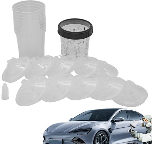 Tyinerc Kfz -Lackmischbecher, Farbpistole Automotive,Autofarbe Guns Sprühgerät - Messung von 5 -Stecker -Rührer -Werkzeug mit Halterring 10 Deckel Epoxy Automotive Accessoires für Möbel, Harz und Auto