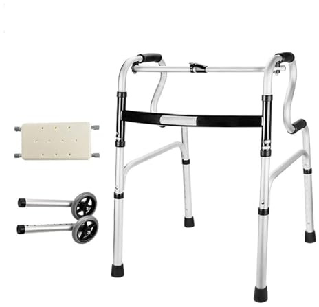 Déambulateur pliable avec siège rembourré – Hauteur réglable Aide à la mobilité pour les personnes âgées et les utilisateurs bariatriques, roues tout-terrain légères et cadre de marche sûr pour la