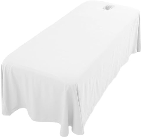 Massagesänglakan, 289 x 180 cm andningsbar massagestädskjol med ansiktshål, tvättbart återanvändbart skönhetssängöverdrag, spaskydd för salong, Figürchen