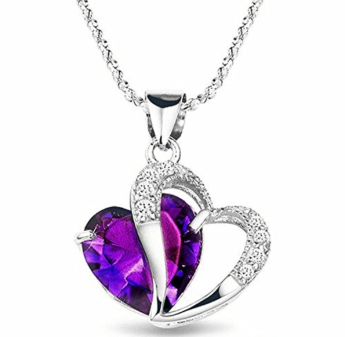 Outletissimo ET40 Collier avec pendentif en forme de cœur violet et cristaux Swarovski