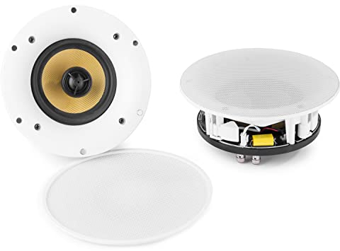 Power Dinamics Coppia diffusori WI-FI e Bluetooth da incasso a soffitto 100W 8Ω, colore Bianco