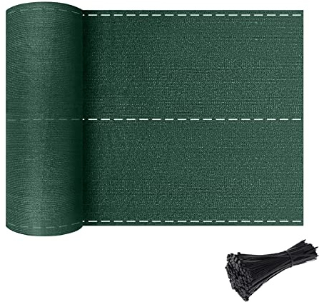 Froadp 1.2x10m Filets d'ombrage HDPE Clôture de Jardin Brise-Vue Tennis avec Attaches-câbles Parasol 150g/m² Solaire Protection Filet Tissu Coupe-Vent Pare-Soleil pour Balcon Terrasse (Vert)