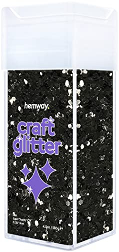 Hemway Craft Glitter Shaker Black 110g Super Chunky | for Resin & Epoxy Crafts, Christmas Art Supplies, Nail, Body, Face, Eye, Festival, Crafting, Slime, Sparkle