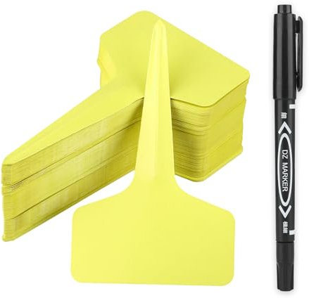KINGLAKE Lot de 100 étiquettes Jaunes en Plastique pour Plantes et légumes 6 x 10 cm