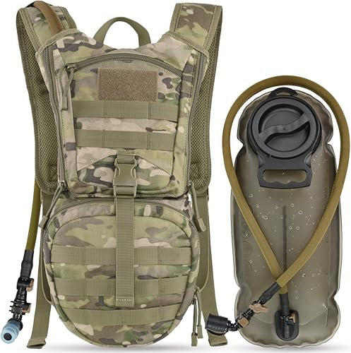 MARCHWAY Taktischer Molle Trinkrucksack mit 3L TPU Wasserblase, Militärischer Tagesrucksack für Radfahren, Wandern, Laufen, Klettern, Jagd, Radfahren (CP)