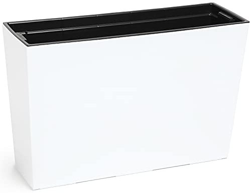 Gordanluk, Tall Flowerpot with removable liner, Case High Flowerpot, large indoor plant pot, large plant pots outdoor, Trough Planter, Shiny (White)