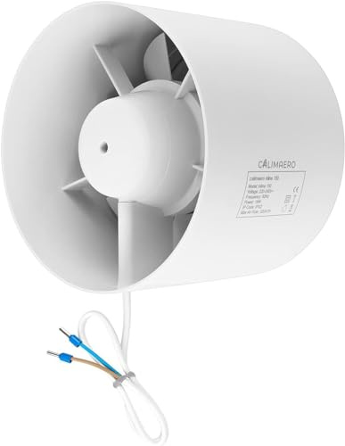 calimaero® INLINE Frånluftsfläkt 150mm, Rörfläkt med återströmningsklaff, Badrumsfläkt, Odlingstält, Boosterfläkt, Rörinsättningsfläkt 320m³/h, 18Watt / 35dB / IPX2 / plast