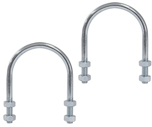 AERZETIX - C59049 - Juego de 2 Pernos en forma U para tubo 2 y 4 tuercas M8x93mm - para tubo con diámetro 2 ~60mm - DIN3570 - en acero galvanizado - color plata