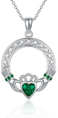 Keltisk knut kedja 925 sterlingsilver keltisk knut kors/triquetra/Claddagh berlock halsband iriskt keltiskt smycke evighet kärlek födelsedagspresent för kvinnor flickor mor, Sterlingsilver, Ingen