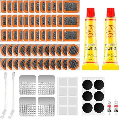 Omsscun Samulee 134 Stück Fahrrad Reparaturset, Fahrrad Flickzeug Set, Reifenreparaturset Reparaturset Metall-Reifenheber Fahrrad Flickset für Radfahrer, Motorräder, BMX, Geländefahrzeuge, Fahrräder