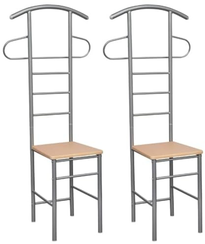 Gecheer Gentleman's Valet Chairs Valet Stands 2 pcs Metal Clothes Valets