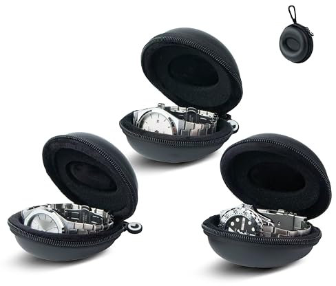 MINOIC Porta Orologi da Viaggio EVA e Nylon - (3 PEZZI) - Custodia Orologi con Cerniera - Scatola Porta Orologi Uomo Resistente per Orologi e Orologi Intelligenti - Porta Orologio da Viaggio Compatto