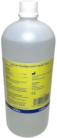 Suero Fisiologico 1 Litro Botella - Suero Fisiologico - Solución Salina de 9 Gramos de Sal por Litro - Solución Salina para Limpieza y Cuidado - Suero