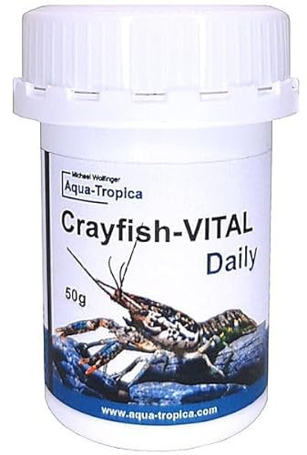 Aqua-Tropica Crayfish-VITAL Daily - Premium Krebsfutter für Flusskrebse der Gattungen Procambarus, Cambarus, Astacus und Cherax Krebse aus Australien - Körnung 7 mm - 50g