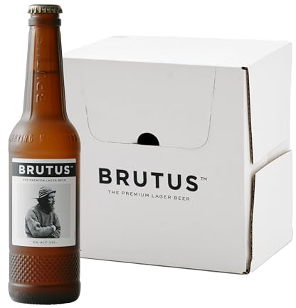 Brutus Cerveza, Pack de 12 Botellas x 33 cl, Cerveza Lager Ligera y Suave, Sabor Premium, 5% Vol Alcohol