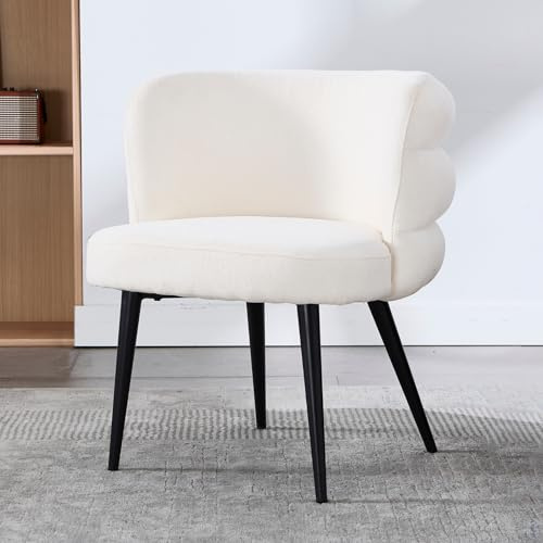 chairus Modern Accent Chair for Living Room Vanity Chair in Chenille Upholstered Occasional Lounge Armchair with Metal Legs (Beige)