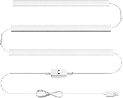 CHNMALITAI 3-pack, LED-underskåp, 30 cm, LED-underskåp med touch-dimmer, för garderob, kök, hylla, arbetsbänk, skåpbelysning, vit, 5 500 K [energiklass F]