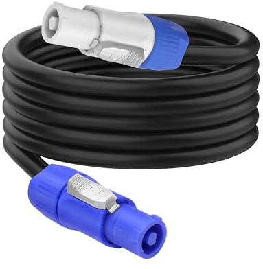 XMSJSIY PowerCon strömkabel 14 AWG 3-stifts AC PowerCon ingång till utgång effektförlängningskabel kabel kabel för LED-skärm strållljus, scenljus ström, ljudvideoutrustning – 2 m/6,5 FT