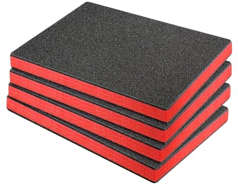 Hojas de organizadores de herramientas de espuma protectora con insertos de espuma de materiales EPE, acolchado para protectores de almacenamiento en cajones, 4 piezas/set, forros de caja de
