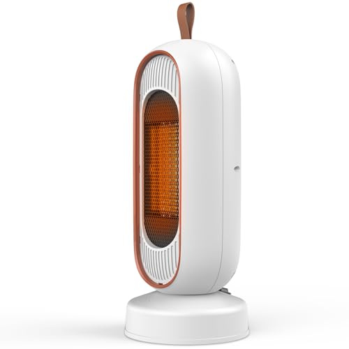 Stufetta Elettrica Basso Consumo, Stufetta Elettrica da Bagno 800W/1300W, Termoventilatore Ceramico Portatile, Tecnologia PTC, Protezione Surriscaldamento e Ribaltamento, Per Ufficio e Camera Bianco
