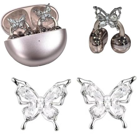 Fiocco con strass per auricolari a clip, accessori per orecchie aperte, accessori per auricolari con strass pieni e decorazione di perle, accessori fai da te a farfalla per le donne