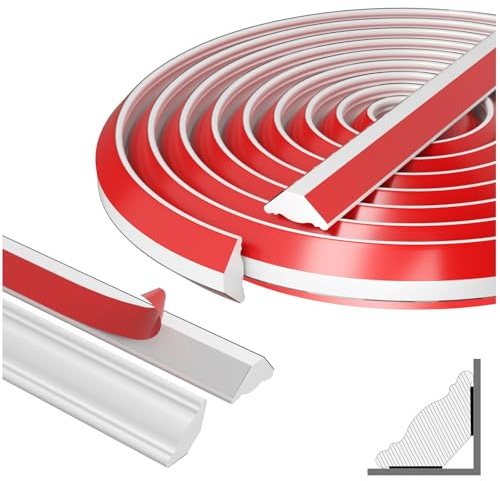 Flexibel Deckenleisten Selbstklebend Dreieck Zierleiste - für Wand, Fliesen und Schrankkanten - Einfach Anzubringen (5M,12mm,Weiß)