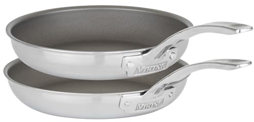 Viking PureGlide Pro 3-Ply Nonstick 2 Piece Frying Pan Set, 9.5 and 11 Inch Pans, Titanium Interior, Oven and Broiler Safe, Induction Ready