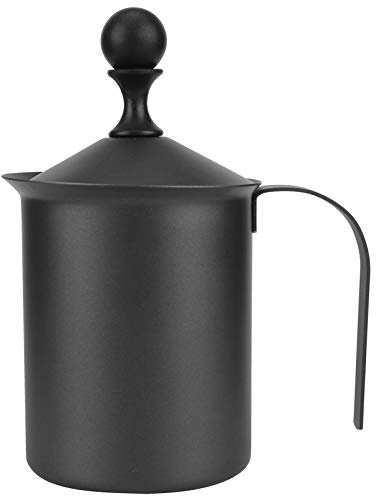 Japanese Style Stainless Steel Manual Milk Frother, Double Mesh Coffee Foamer Creamer, Ergonomic Handle for Easy Frothing, Perfect for Cappuccino Latte Macchiato at Home or Cafe (400cc)