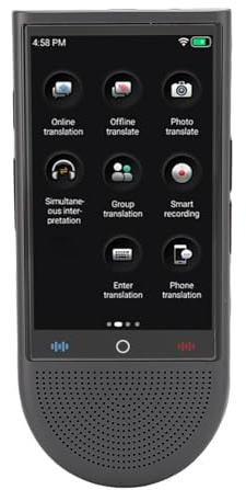 Zunate Traduttore Linguistico Portatile Dispositivo di Traduzione Vocale Touchscreen HD da 4 Pollici per Studi Aziendali in Lega di Alluminio