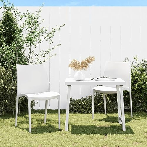 Drainlyn trädgårdsstolar 2 st. Vit 50 x 46 x 80 cm polypropen stapelbar platsbesparande väderbeständig utomhus balkongstol terrassstol med hög lastkapacitet och bekväm sits