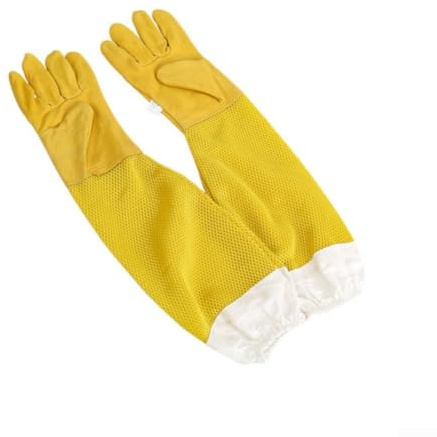 Anti Bee Gloves Sheepskin Long Mesh Ventilated 48cm Elastic Cuffs for