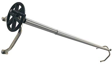 International Pool Protection Enrollador en Acero INOX para Mantas de Burbujas Extensible. para Piscinas de hasta 6.45 Metros de Ancho con Tubo de 82mm de Ø con Soporte de Pared