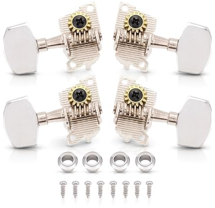 Ukulele Tuning Pegs, 2L2R Klassisk stil ukulele inställningspinnar maskinhuvuden för ukulele gör-det-själv-delar (silver)